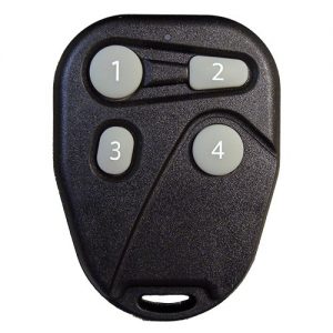 black fob remote copy with four buttons for a condo or garage opener